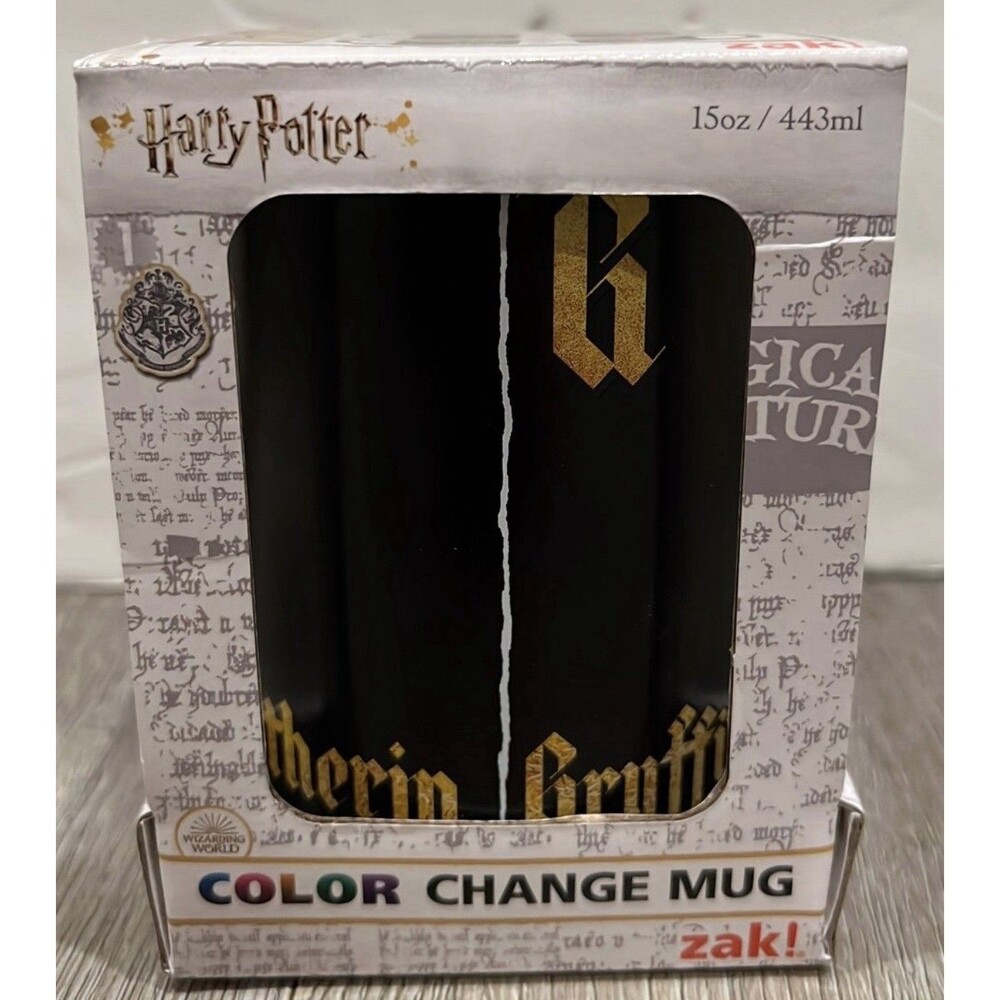 New In Box Zak Harry Potter Hogwarts Houses Color Changing Mug Black 15oz